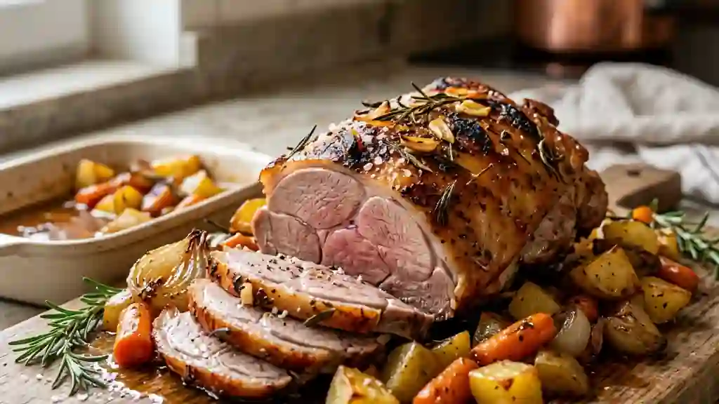 Épaule d'agneau rôtie et légumes confits - Photo de présentation