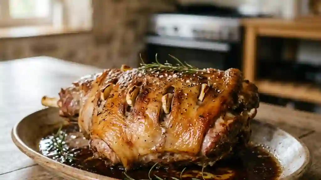 Épaule d'agneau rôtie au confit d'ail - Photo de présentation