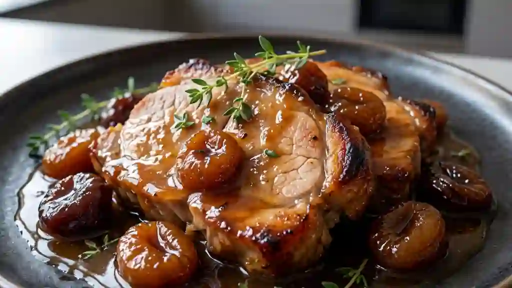 Épaule de porc confite au miel et pruneaux - Photo de présentation