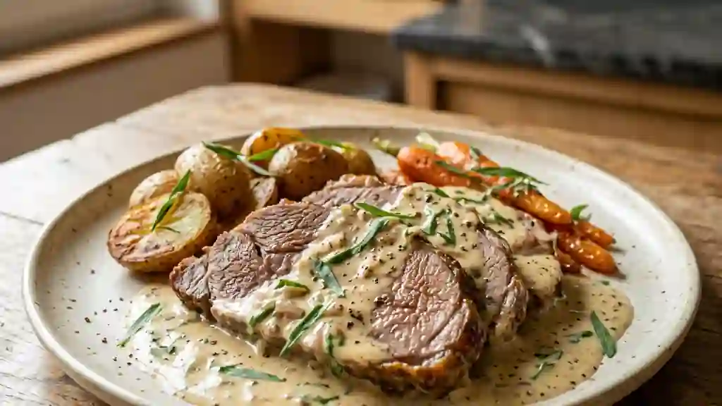 Épaule de veau fondante crème et estragon - Photo de présentation