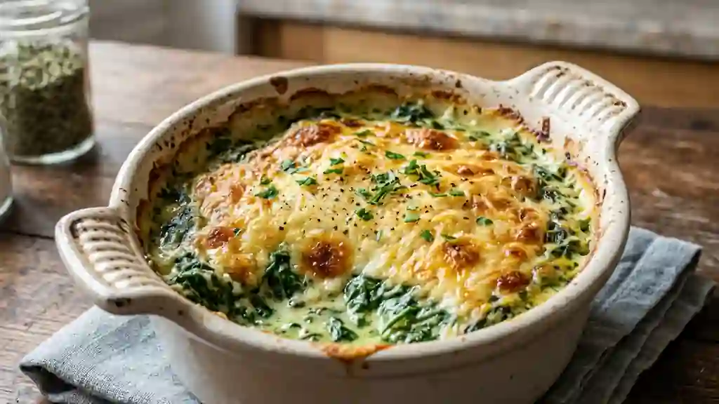 Épinards fondants gratinés au parmesan - Photo de présentation