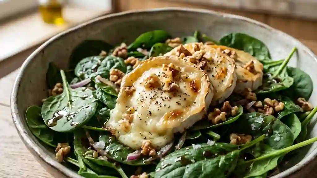 Épinards croquants au chèvre fondu et miel - Photo de présentation