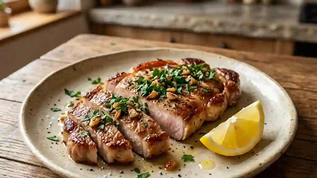 Escalope ibérique fondante à l'ail et au citron - Photo de présentation