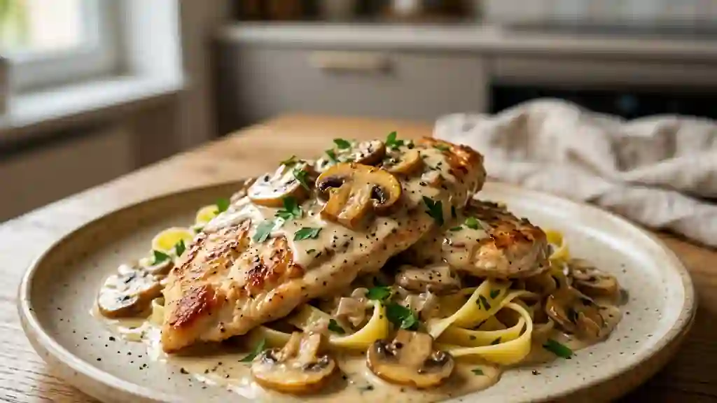 Poulet crémeux au Riesling et champignons - Photo de présentation