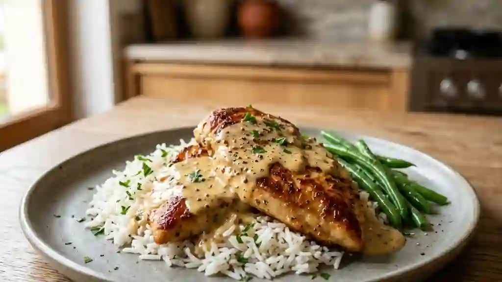 Escalopes de poulet laquées miel et moutarde - Photo de présentation