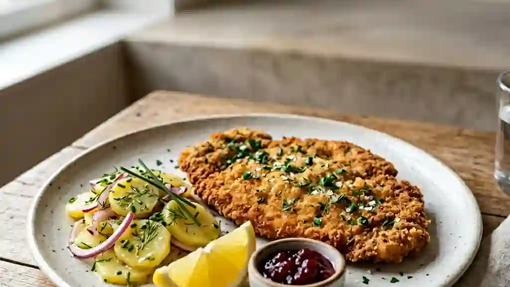 Escalopes allemandes au persil et panure dorée - Photo de présentation