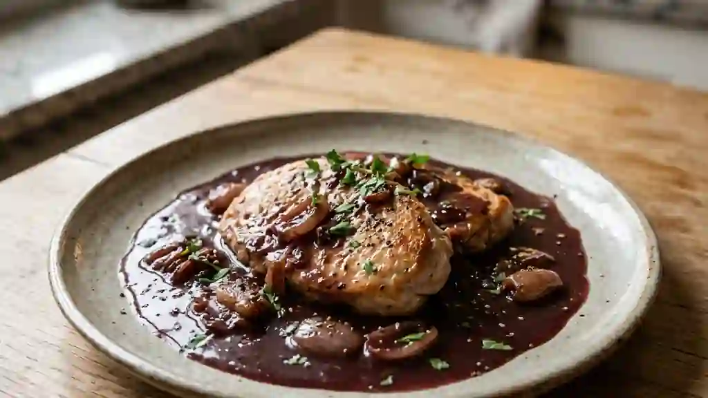 Escalopes de dinde et leur sauce onctueuse au vin - Photo de présentation