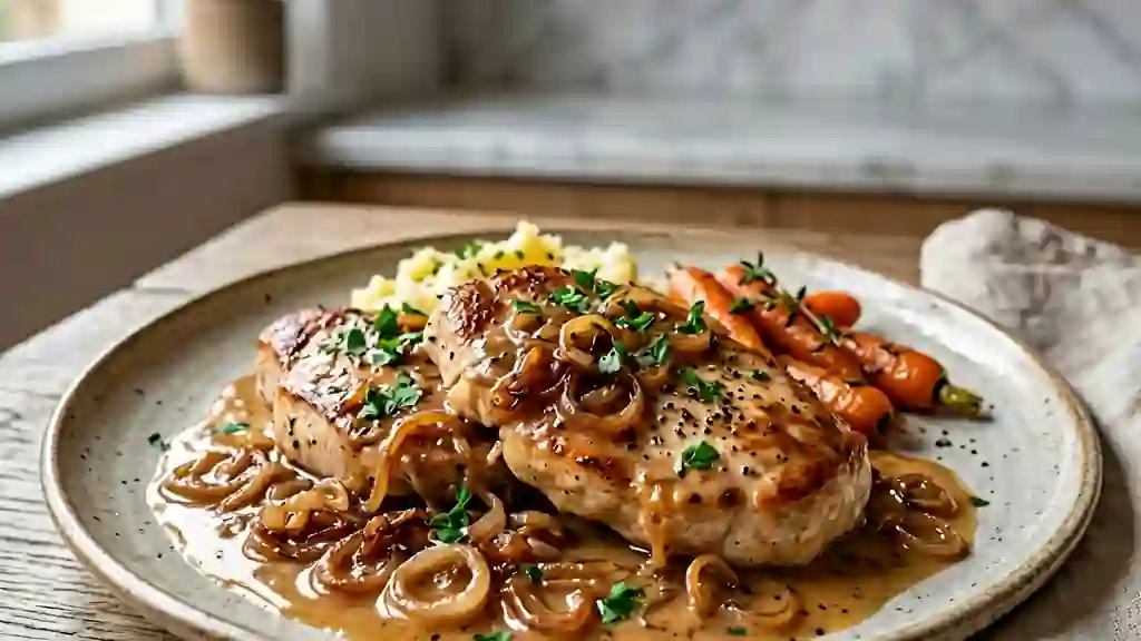 Escalopes de dinde fondantes, crème d'échalotes - Photo de présentation