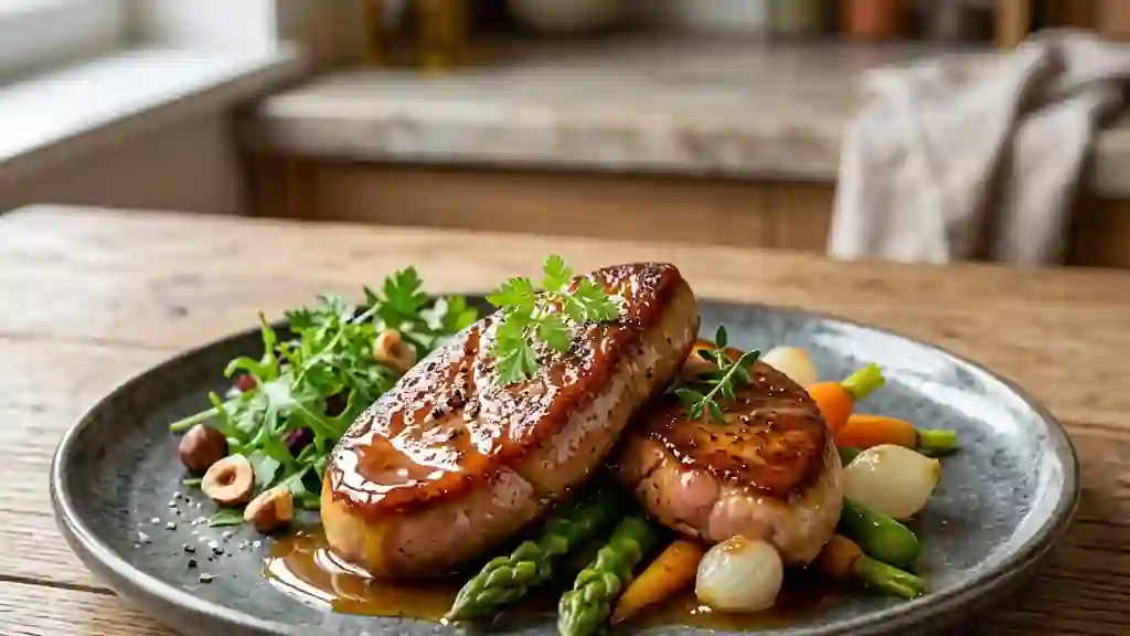 Escalopes de foie de canard laquées au miel - Photo de présentation