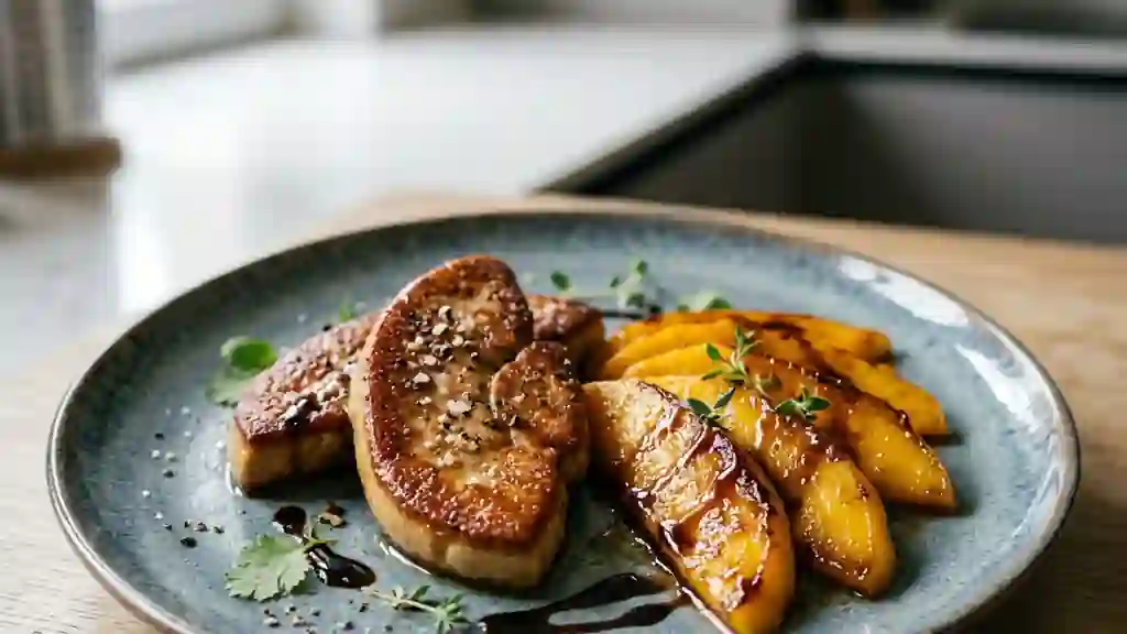 Foie gras poêlé et mangue fondante - Photo de présentation