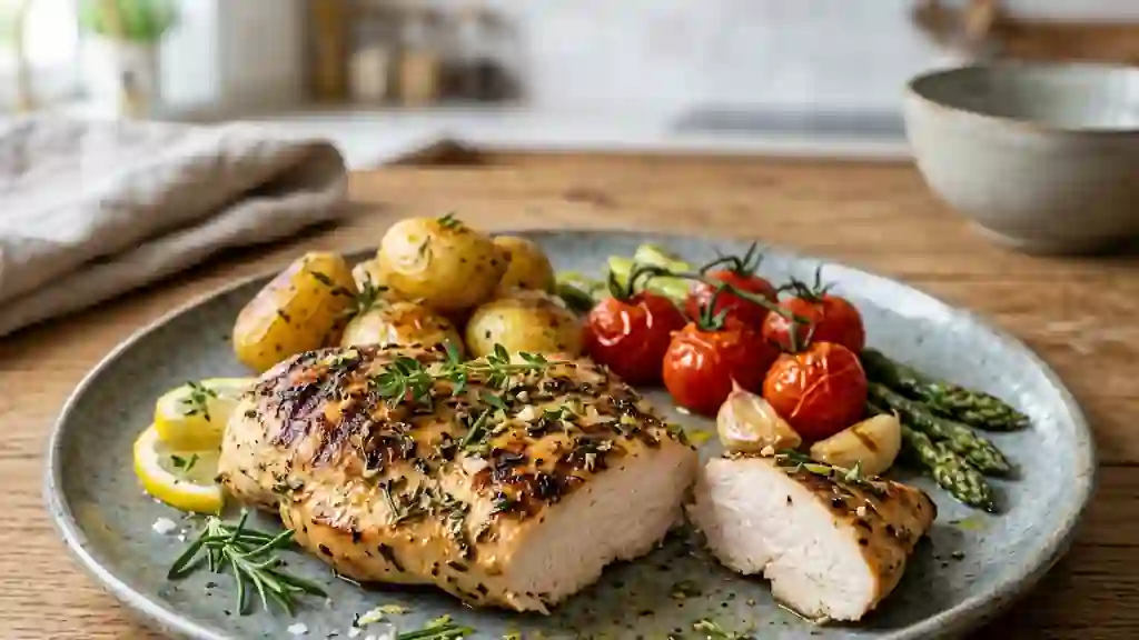 Escalopes de poulet tendres au citron et thym - Photo de présentation