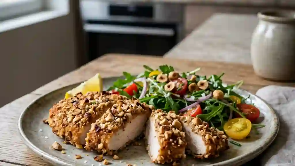 Poulet croustillant et son craquant de noisettes - Photo de présentation