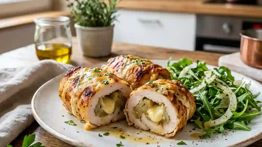 Roulés de poulet fondants au fenouil et gruyère - Photo de présentation