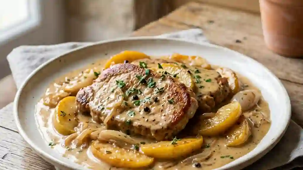 Escalopes de veau fondantes au cidre et pommes - Photo de présentation