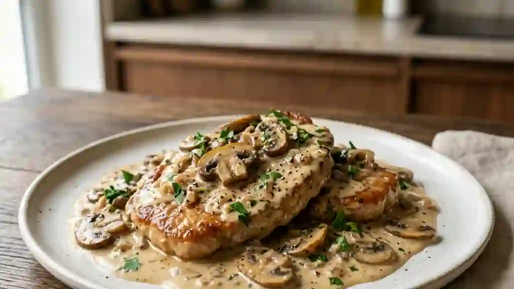Veau crèmeux aux champignons et liant à l'œuf - Photo de présentation