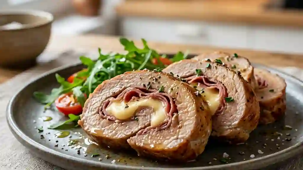Escalopes de veau roulées au gouda fondant - Photo de présentation