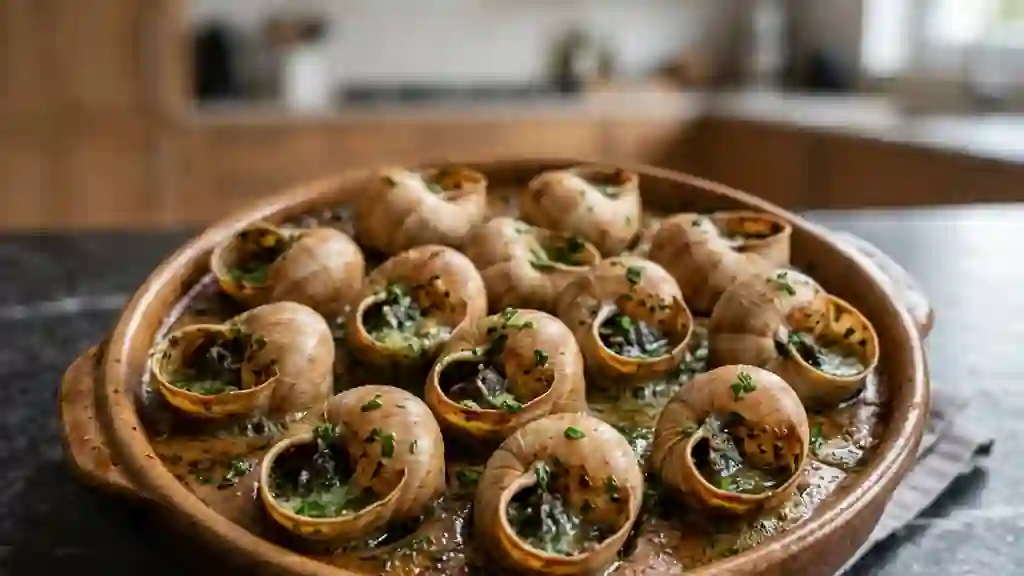 Escargots fondants au beurre d'ail et vin blanc - Photo de présentation