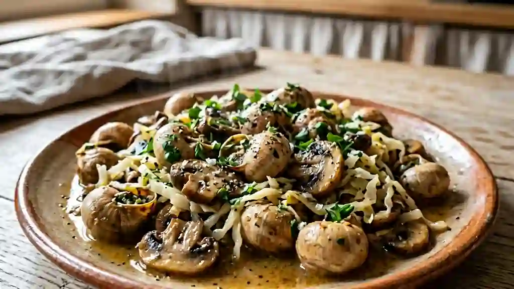 Escargots fondants au beurre d'ail et chou croquant - Photo de présentation