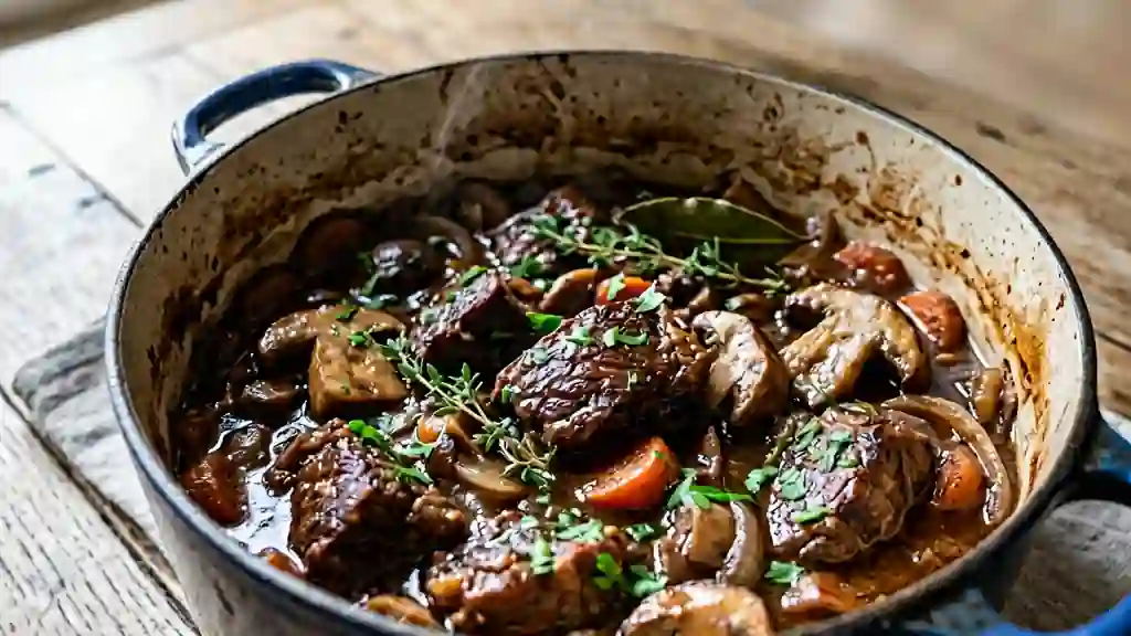 Estouffade de bœuf fondante aux cèpes boisés - Photo de présentation