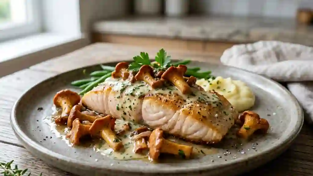 Esturgeon rôti et girolles à la crème - Photo de présentation