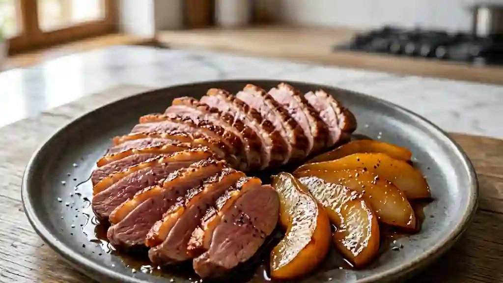 Magret de canard aux poires caramélisées - Photo de présentation