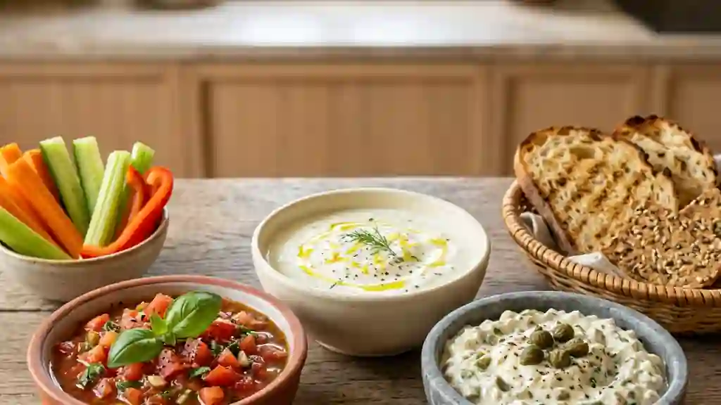 Trio de dips frais : Tomate, Yaourt et Câpres - Photo de présentation