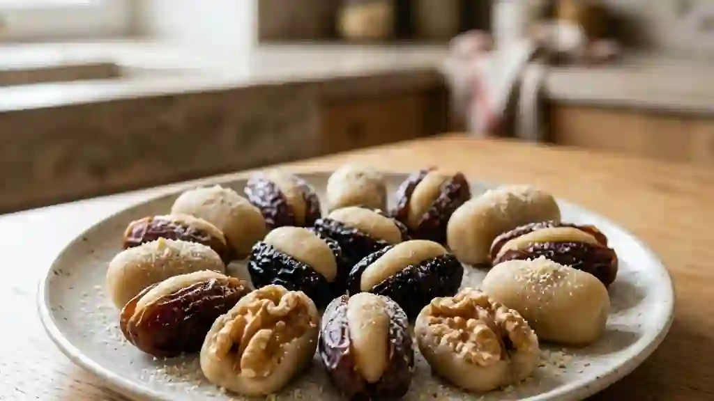 Bouchées fondantes dattes, pruneaux et noix - Photo de présentation