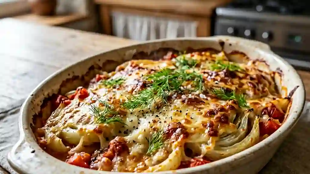 Fenouil fondant gratiné à la tomate - Photo de présentation