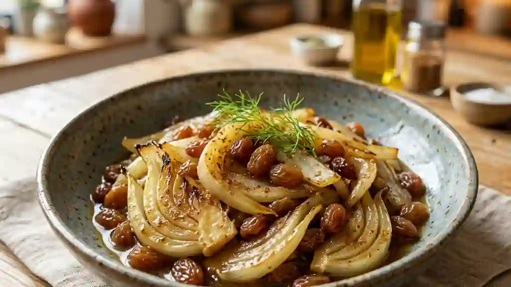 Fenouil confit aux épices et raisins sucrés - Photo de présentation