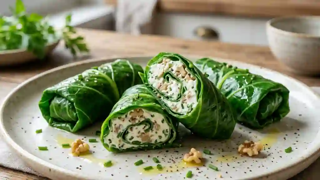 Roulés de blettes au fromage frais et noix - Photo de présentation