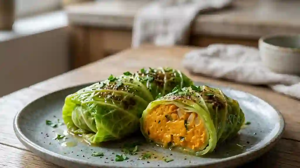 Chou vert farci à la crème de carottes - Photo de présentation