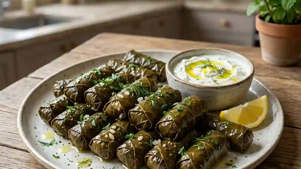 Dolmades fondantes au riz et herbes fraîches - Photo de présentation