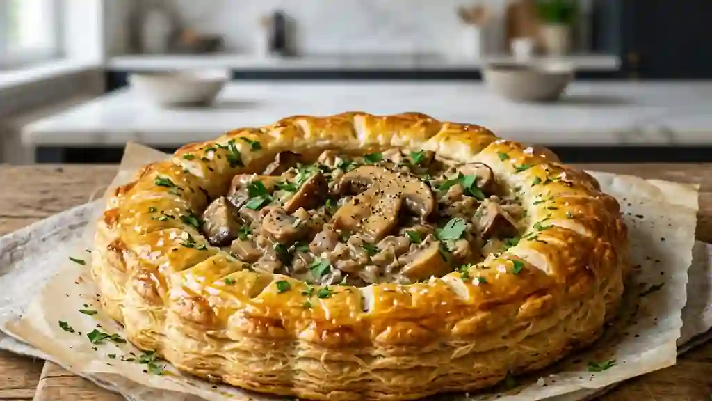 Feuilleté aux cèpes croustillant et crémeux - Photo de présentation
