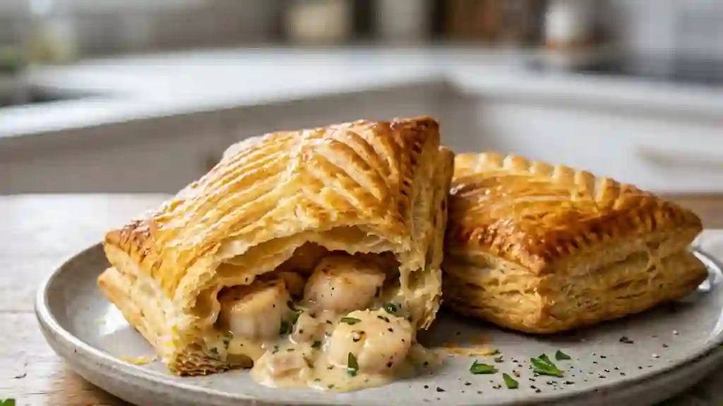 Feuilleté croustillant aux Saint-Jacques et crème - Photo de présentation