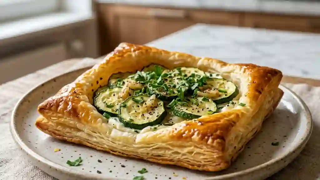 Feuilleté croustillant courgette et fromage frais - Photo de présentation