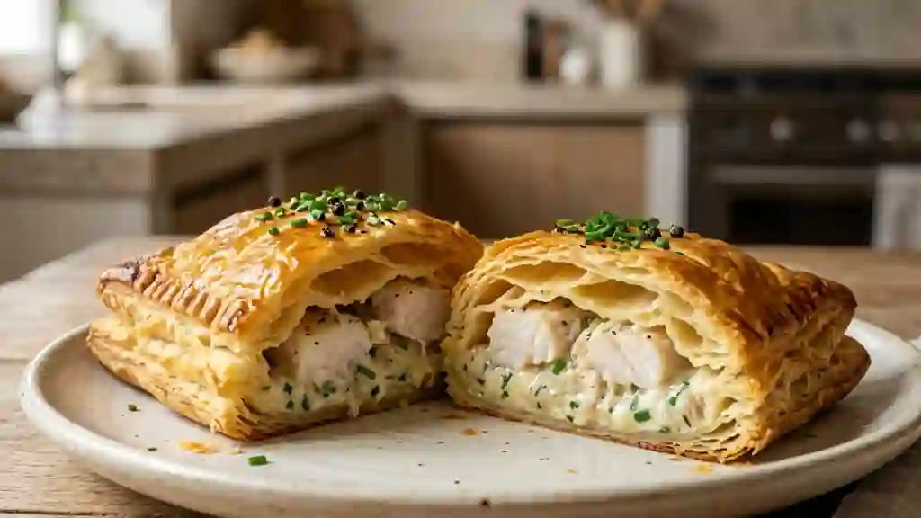 Feuilleté de flétan crème et ciboulette - Photo de présentation
