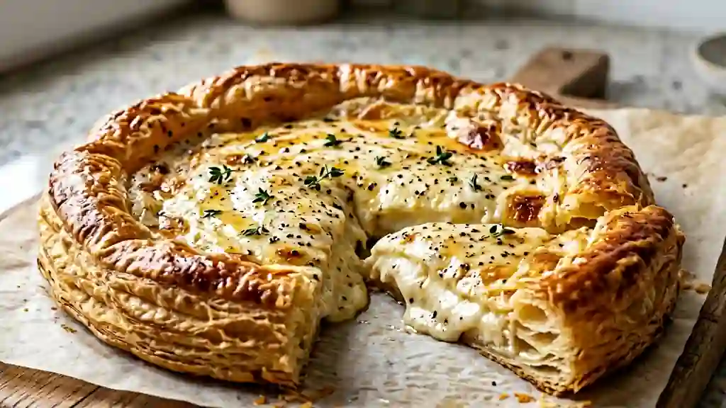 Feuilleté croustillant au chèvre frais et miel - Photo de présentation