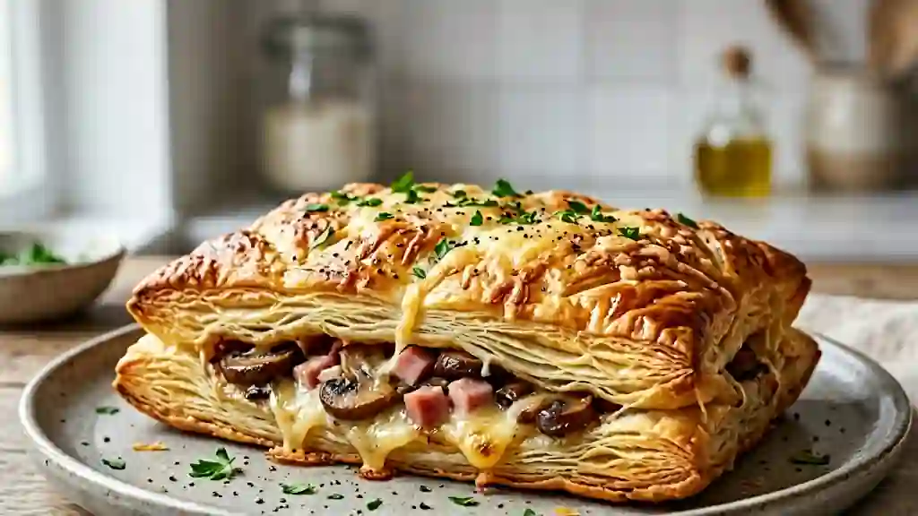 Feuilleté Croustillant Jambon et Champignons - Photo de présentation
