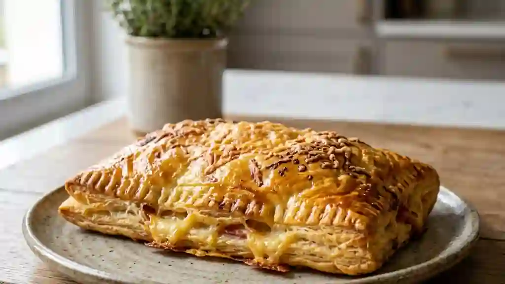 Feuilleté jambon fromage doré et fondant - Photo de présentation