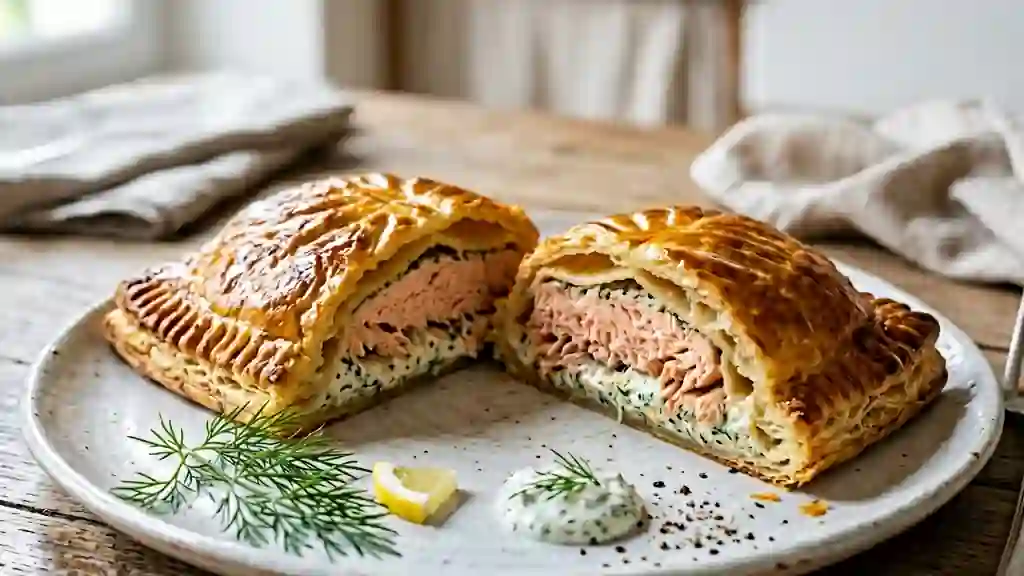 Feuilleté de saumon fondant et croustillant - Photo de présentation