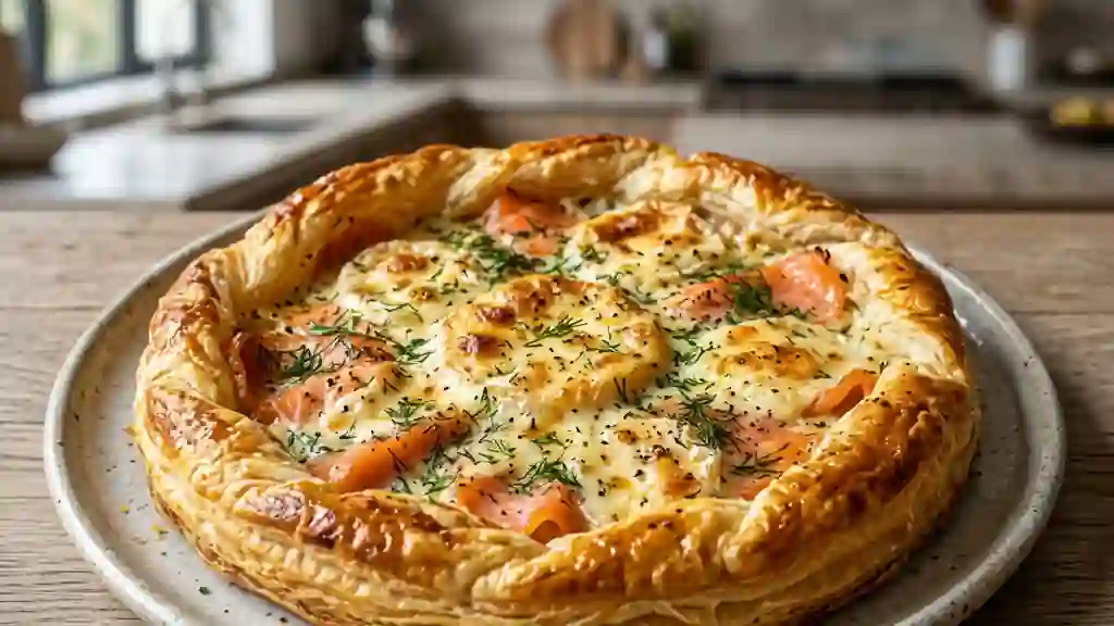 Feuilleté croustillant saumon et pélardon fondant - Photo de présentation