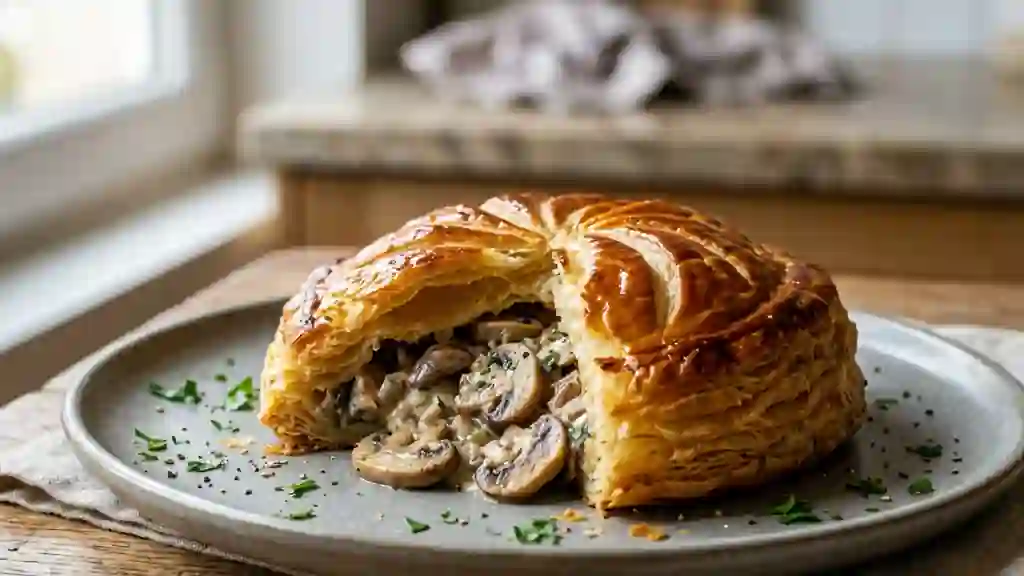 Feuilleté croustillant aux champignons crémeux - Photo de présentation