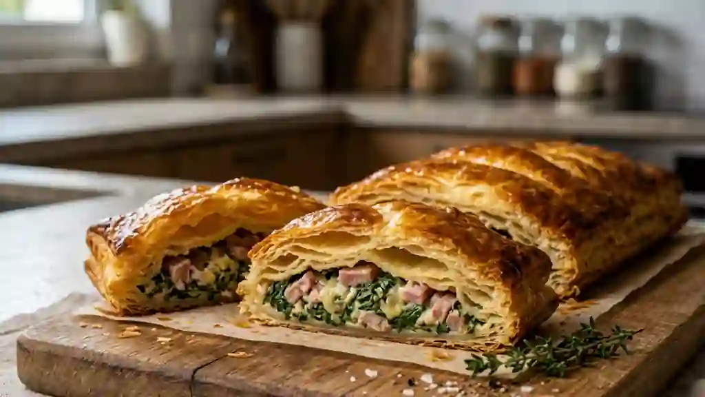 Feuilleté Doré au Jambon et Épinards Fondants - Photo de présentation