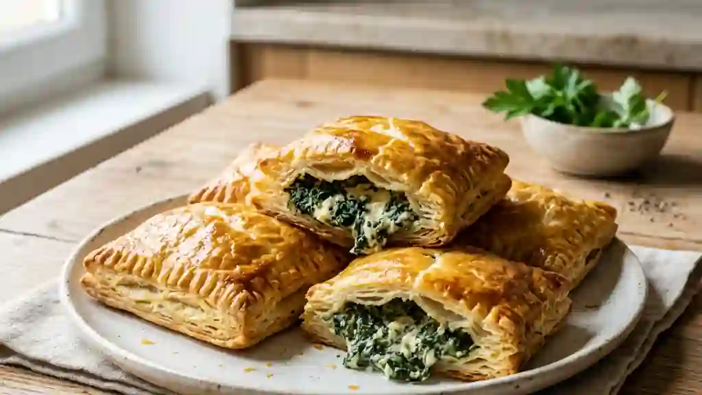 Feuilletés croustillants épinards et fromage - Photo de présentation