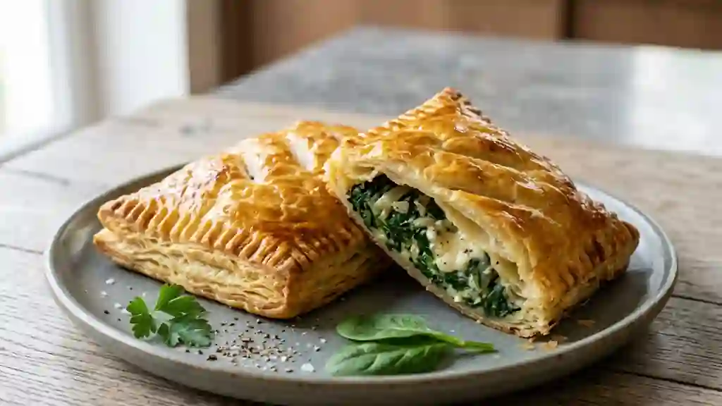 Feuilletés croustillants épinards et fromage - Photo de présentation