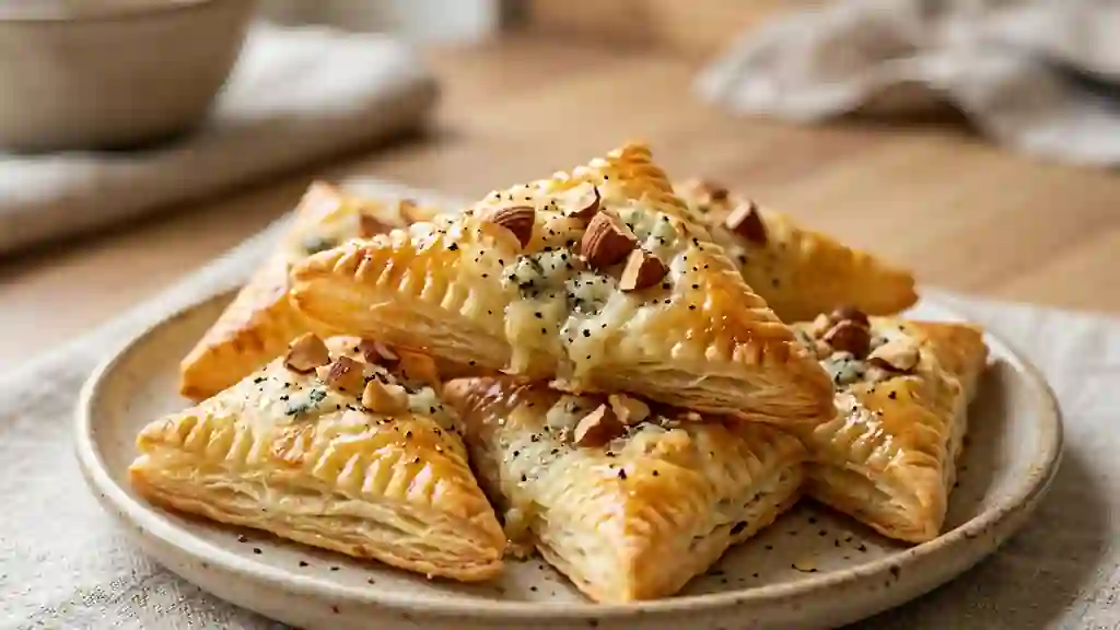 Feuilletés croustillants Roquefort et Amandes - Photo de présentation