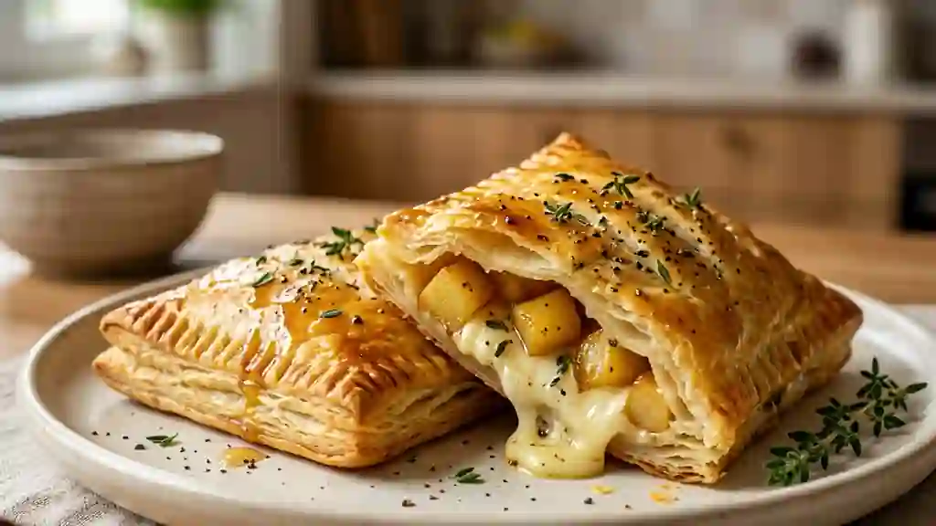 Feuilletés fondants chèvre, pomme et miel - Photo de présentation