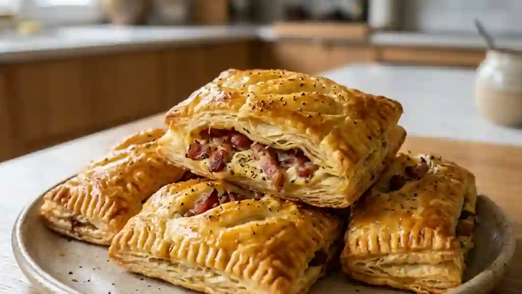 Feuilletés croustillants lardons et crème - Photo de présentation