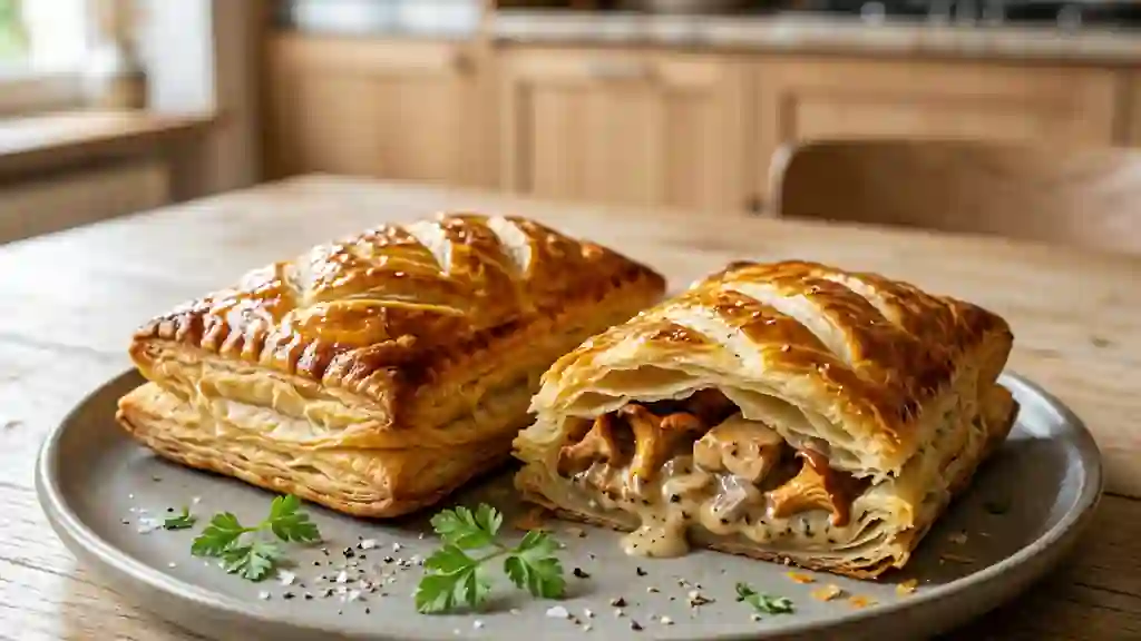 Feuilleté fondant au foie gras et girolles - Photo de présentation