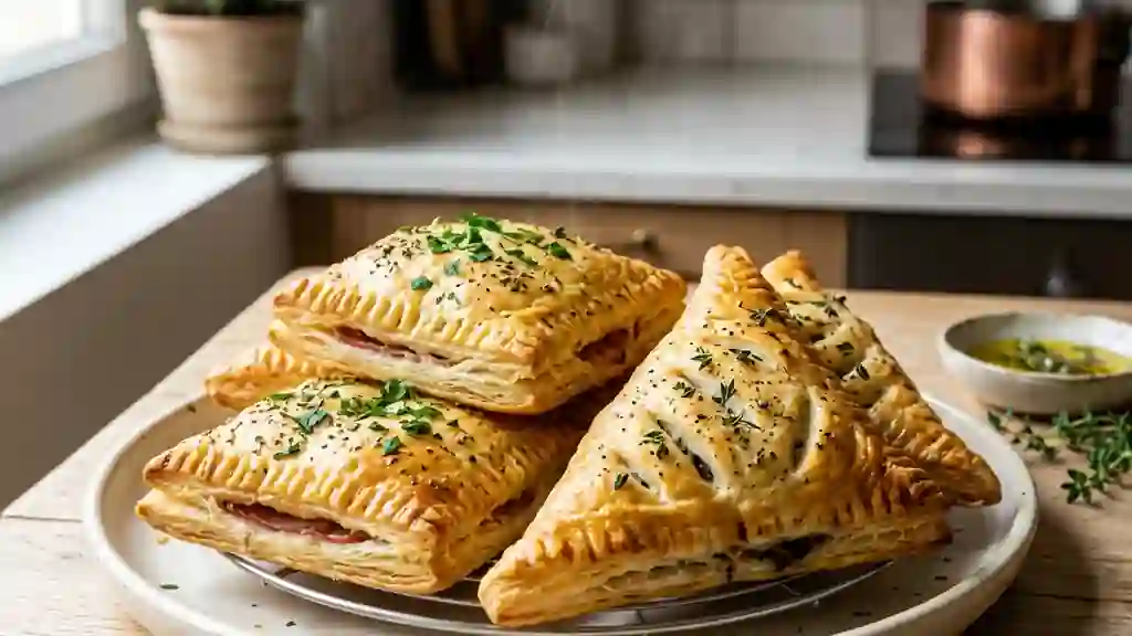 Feuilletés croustillants jambon et champignons - Photo de présentation